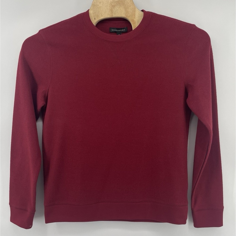 Banana Republic Sweatshirt Mens Med Burgundy Textured Organic Cotton Blend NWT
